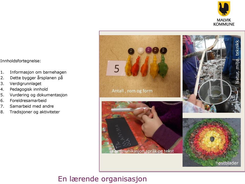 Vurdering og dokumentasjon 6. Foreldresamarbeid 7. Samarbeid med andre 8.