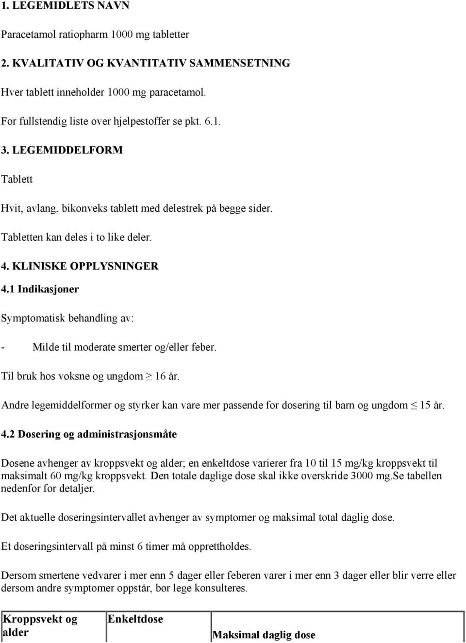 1 Indikasjoner Symptomatisk behandling av: - Milde til moderate smerter og/eller feber. Til bruk hos voksne og ungdom 16 år.