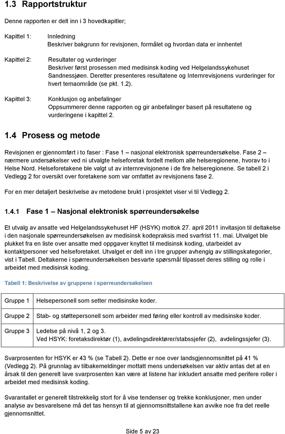 2). Konklusjon og anbefalinger Oppsummerer denne rapporten og gir anbefalinger basert på resultatene og vurderingene i kapittel 2. 1.