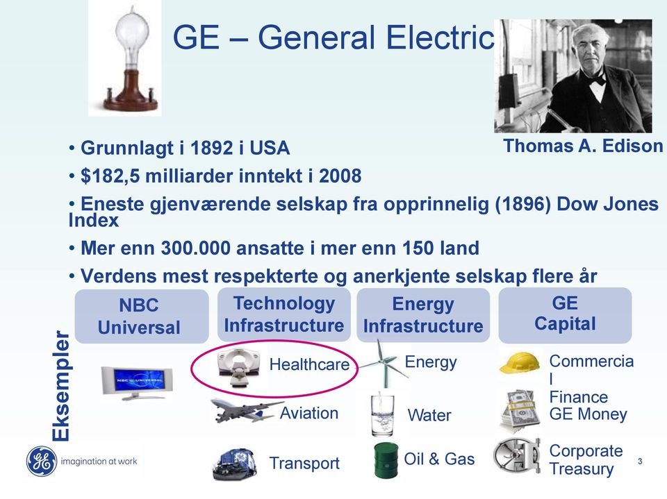 Edison Verdens mest respekterte og anerkjente selskap flere år NBC Universal Technology Infrastructure Energy