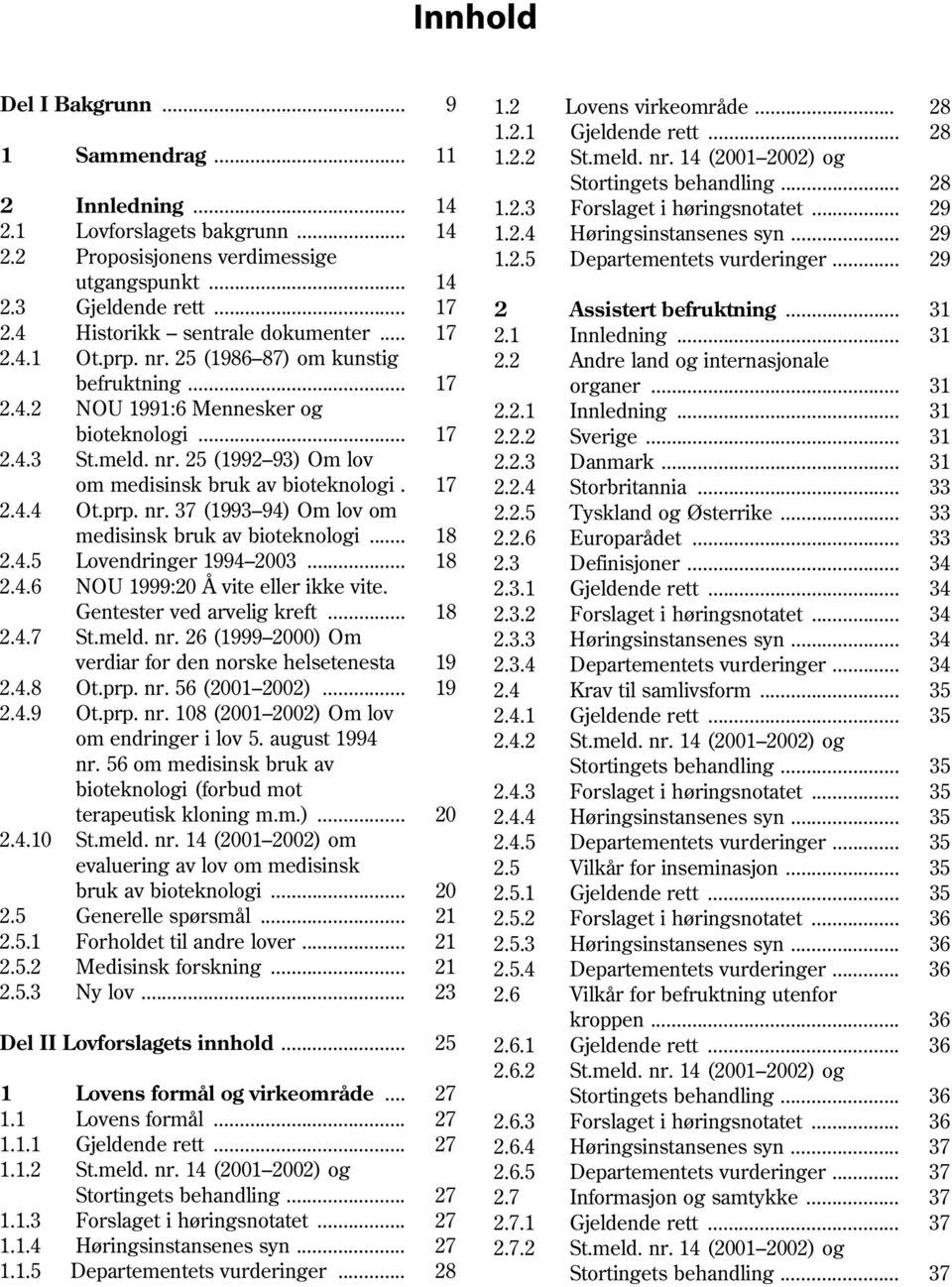 .. 17 2 Assistert befruktning... 31 2.4 Historikk sentrale dokumenter... 17 2.1 Innledning... 31 2.4.1 Ot.prp. nr. 25 (1986 87) om kunstig 2.2 Andre land og internasjonale befruktning... 17 organer.