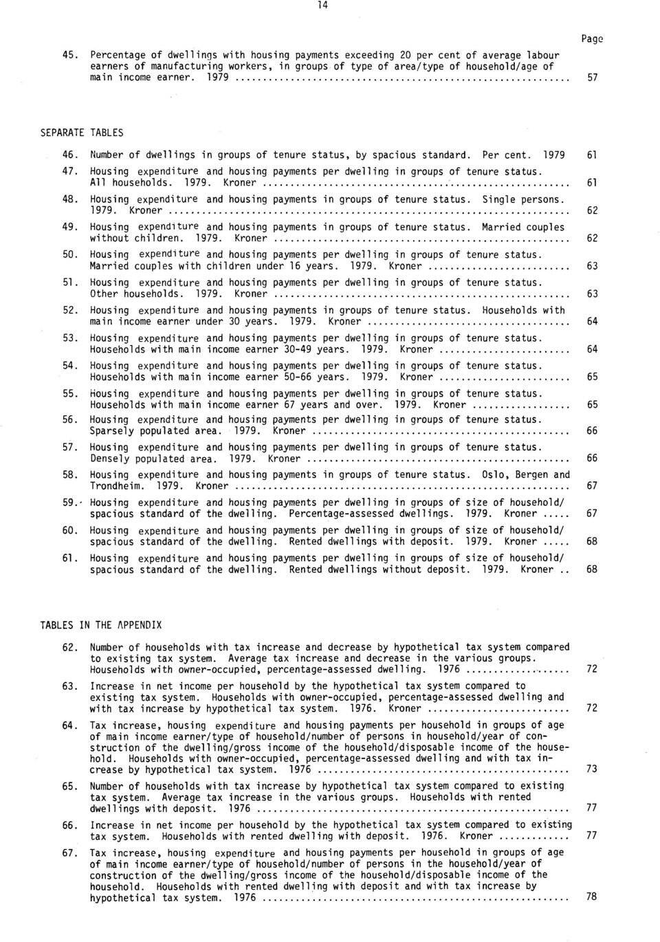 Housing expenditure and housing payments per dwelling in groups of tenure status. All households. 1979. Kroner 61 48. Housing expenditure and housing payments in groups of tenure status.