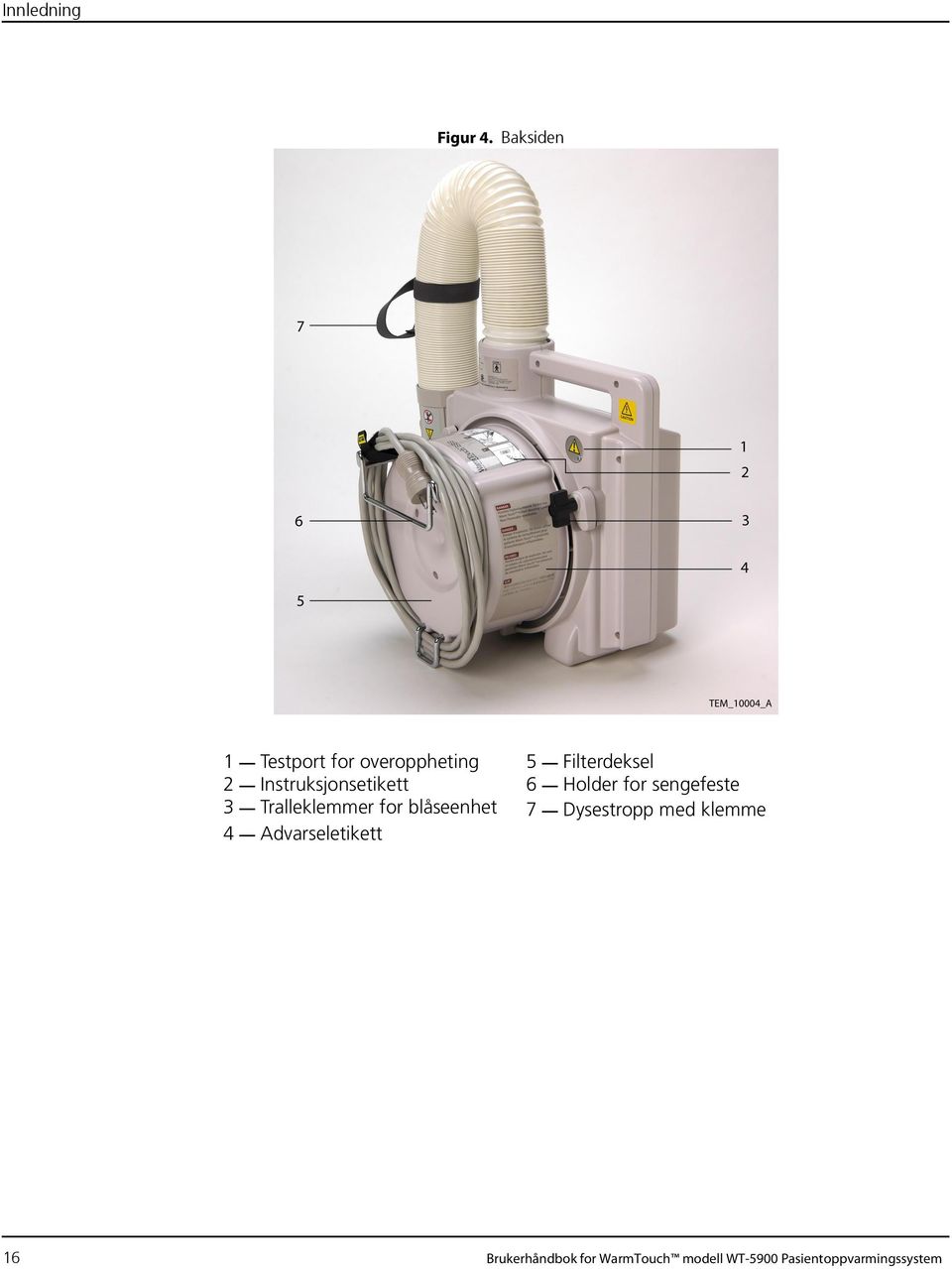 Instruksjonsetikett 6 Holder for sengefeste 3 Tralleklemmer for