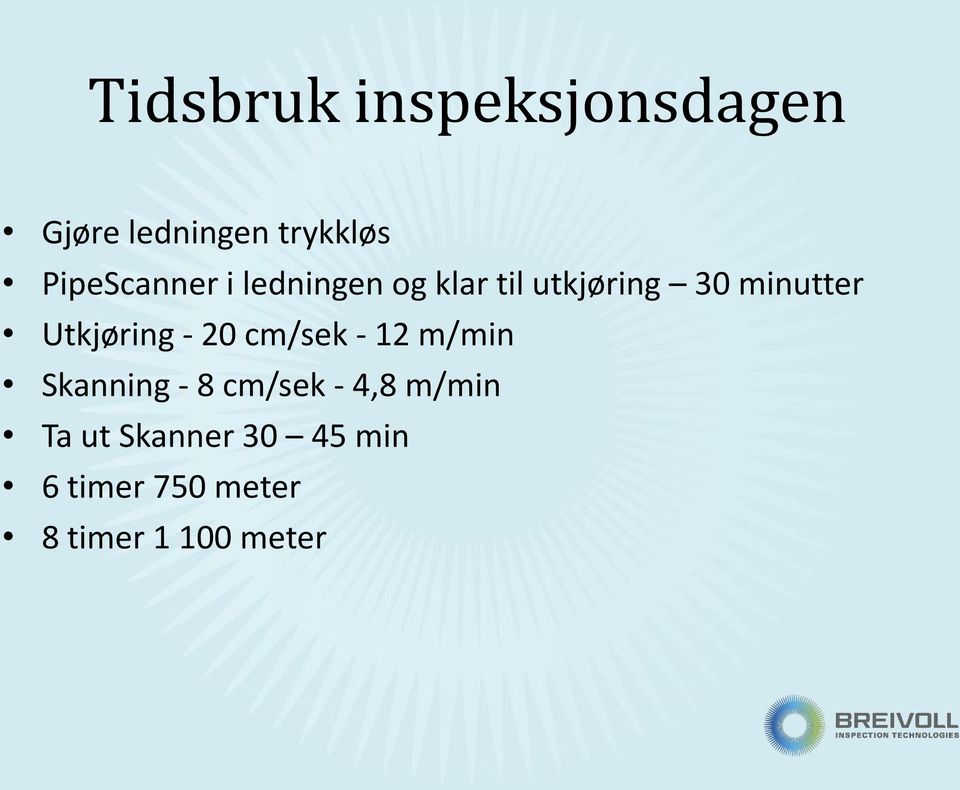 Utkjøring - 20 cm/sek - 12 m/min Skanning - 8 cm/sek - 4,8