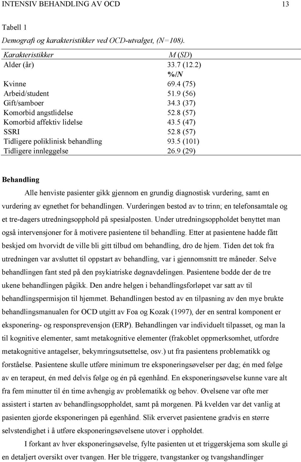 9 (29) Behandling Alle henviste pasienter gikk gjennom en grundig diagnostisk vurdering, samt en vurdering av egnethet for behandlingen.