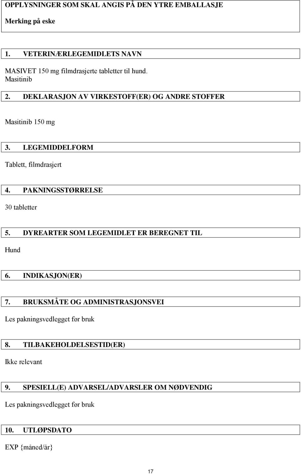 PAKNINGSSTØRRELSE 30 tabletter 5. DYREARTER SOM LEGEMIDLET ER BEREGNET TIL Hund 6. INDIKASJON(ER) 7.