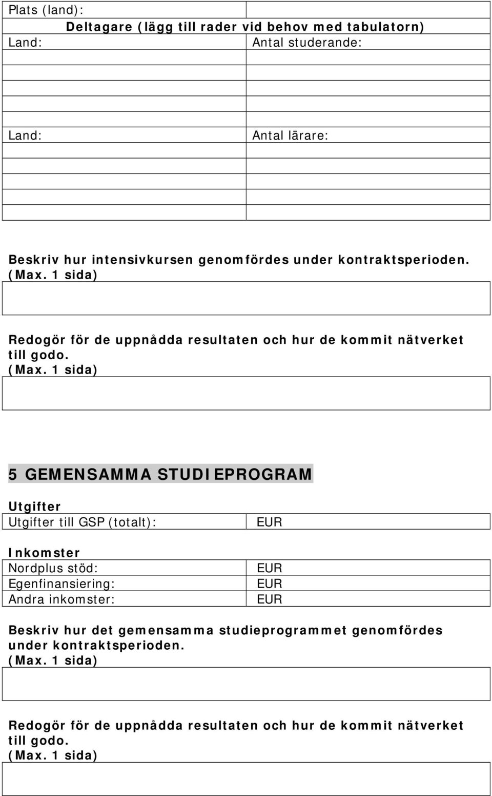 Redogör för de uppnådda resultaten och hur de kommit nätverket till godo.