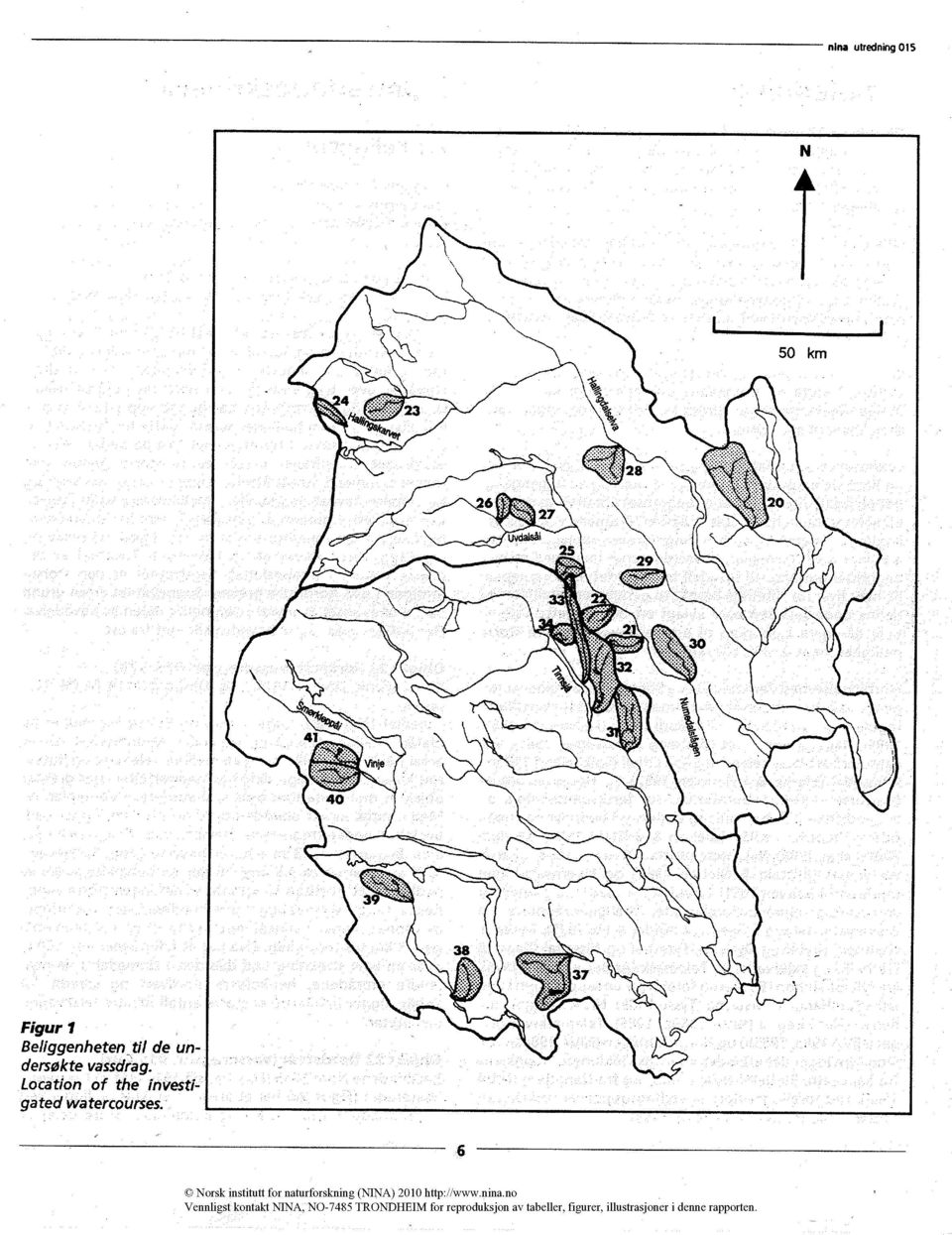 Location of the investigated watercourses.