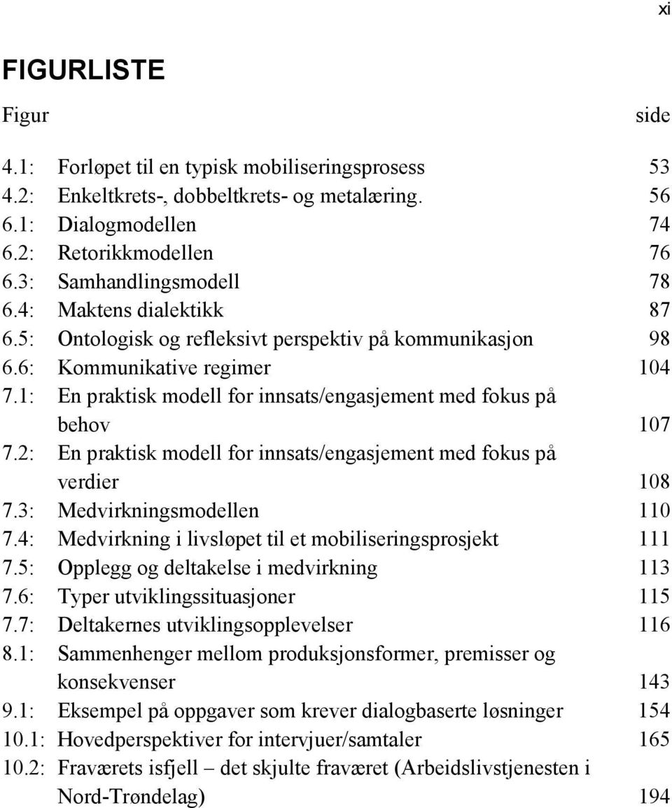 1: En praktisk modell for innsats/engasjement med fokus på behov 107 7.2: En praktisk modell for innsats/engasjement med fokus på verdier 108 7.3: Medvirkningsmodellen 110 7.