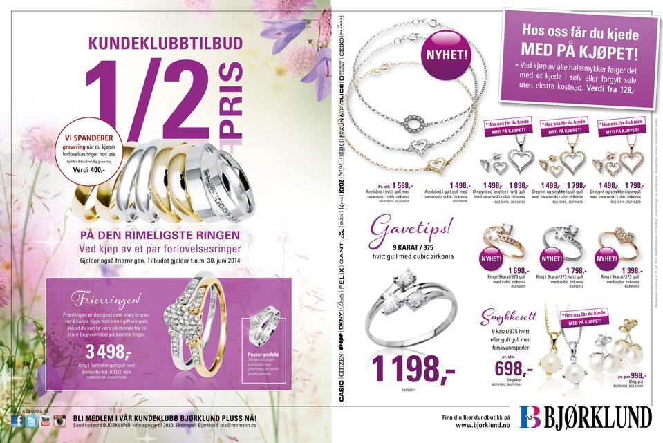 Armbånd i hvitt gull med swarovski cubic zirkonia ugb20015, ugb20016 1 498,- Armbånd i gult gull med swarovski cubic zirkonia Gavetips!