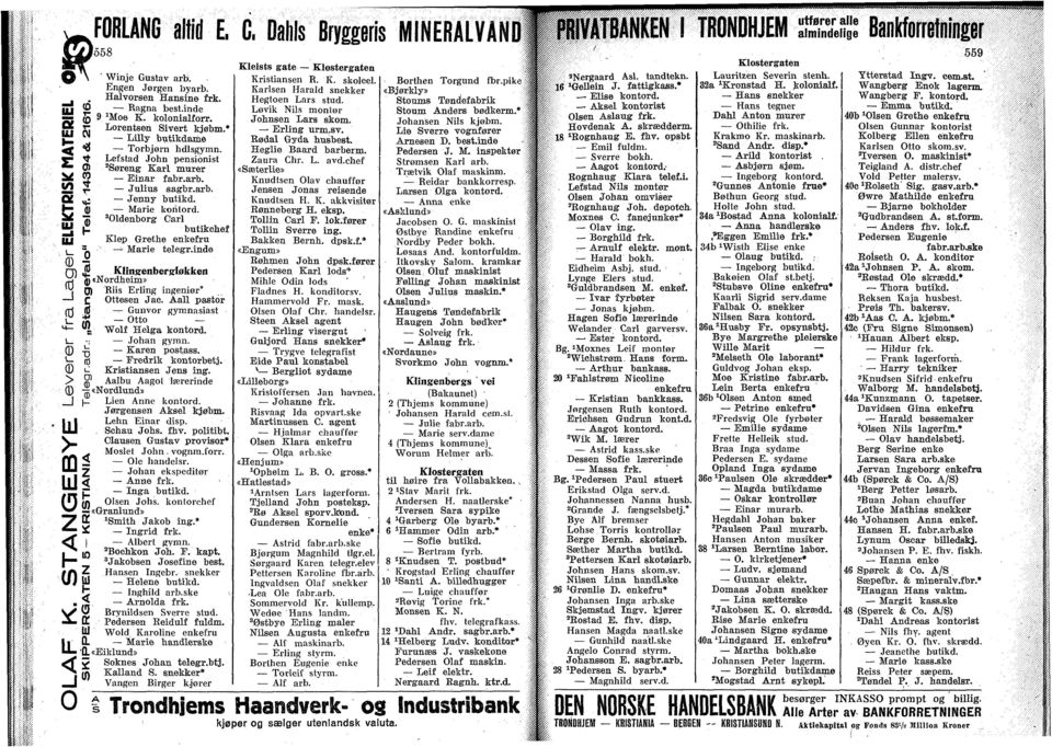 nde Kngenbergøkken Nordhe» Rs Erng ngenør* Ottesen Jae. Aa pastor Gunvor gynasast Otto Wof Hega kontord. Johan gynn. Karen postass. Fredrk kontorbetj. Krstansen Jens ng.