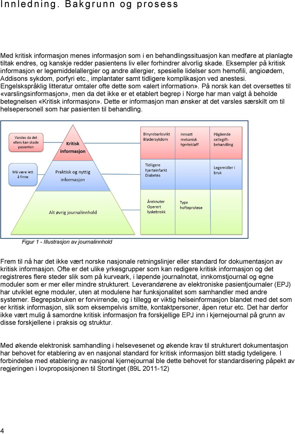 Eksempler på kritisk informasjon er legemiddelallergier og andre allergier, spesielle lidelser som hemofili, angioødem, Addisons sykdom, porfyri etc.