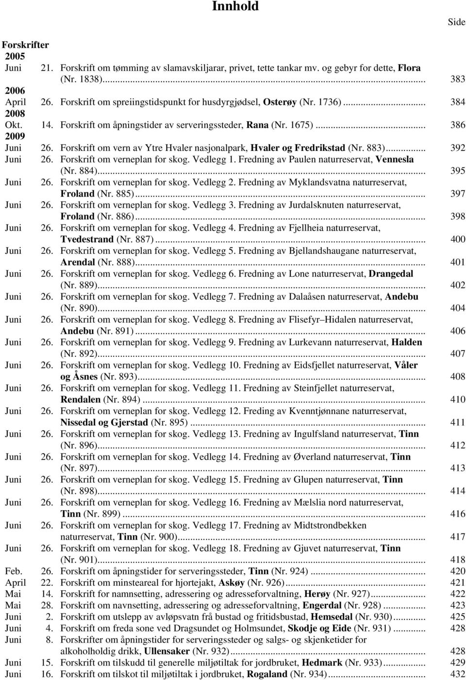 Forskrift om vern av Ytre Hvaler nasjonalpark, Hvaler og Fredrikstad (Nr. 883)... 392 Juni Juni Juni Juni Juni Juni Juni Juni Juni Juni Juni Juni Juni Juni Juni Juni Juni Juni 26.