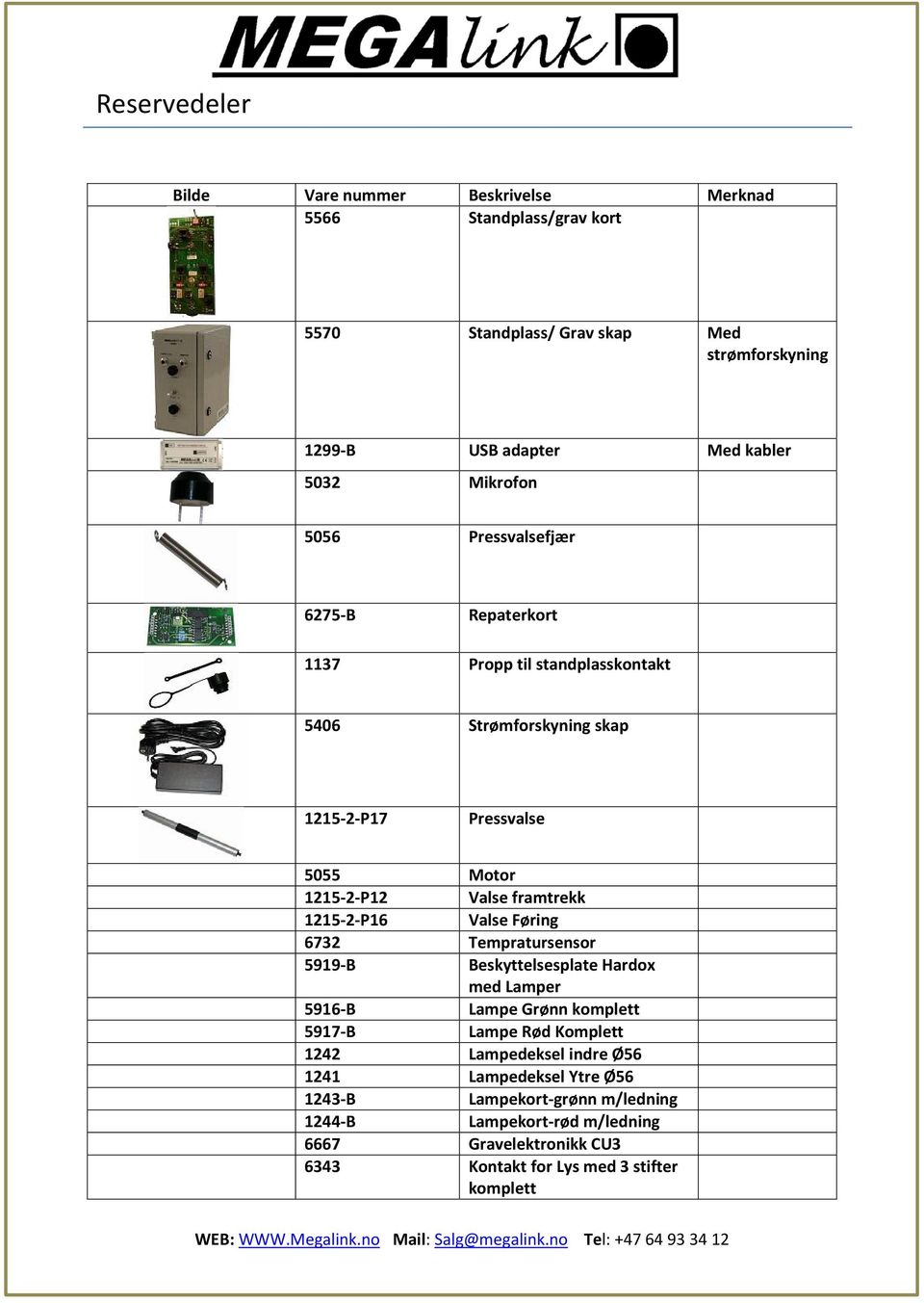 framtrekk 1215-2-P16 Valse Føring 6732 Tempratursensor 5919-B Beskyttelsesplate Hardox med Lamper 5916-B Lampe Grønn komplett 5917-B Lampe Rød Komplett 1242