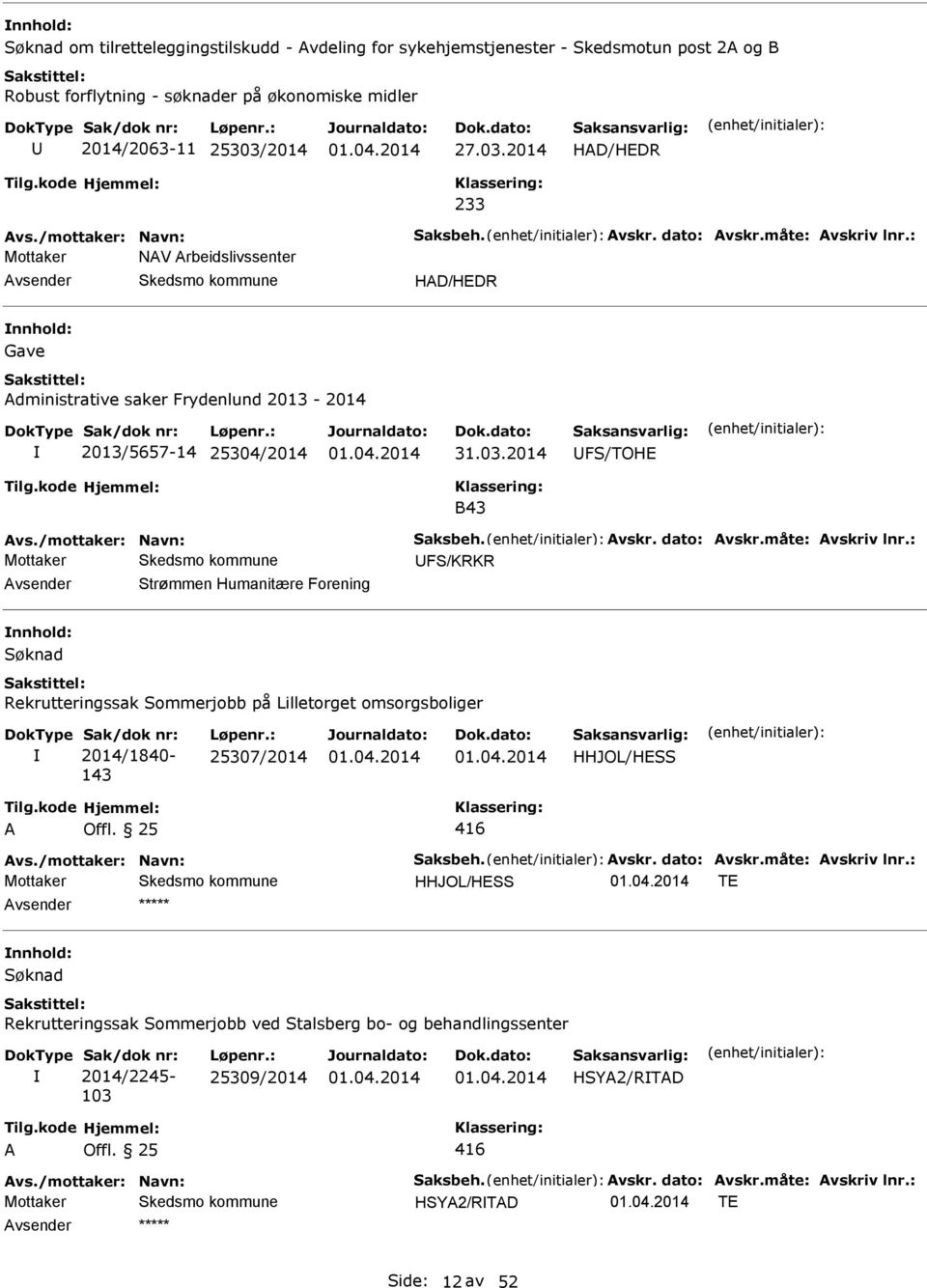 Strømmen Humanitære Forening Rekrutteringssak Sommerjobb på Lilletorget omsorgsboliger Sak/dok nr: 2014/1840-143 Løpenr.