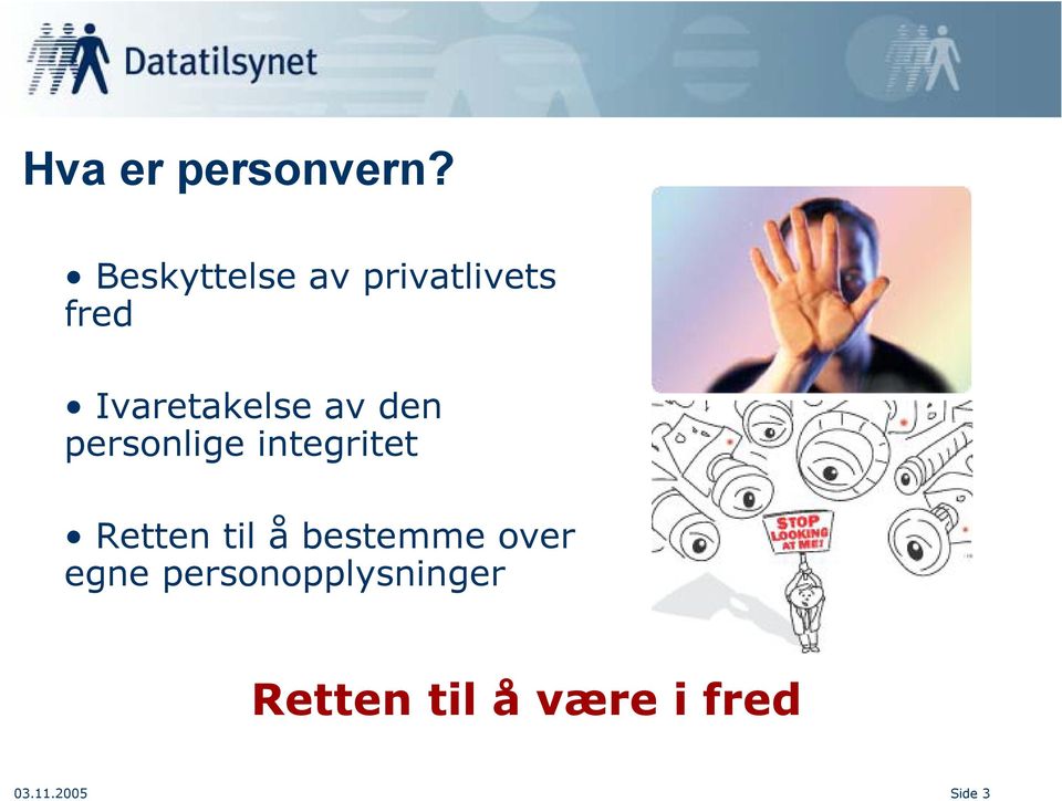 av den personlige integritet Retten til å