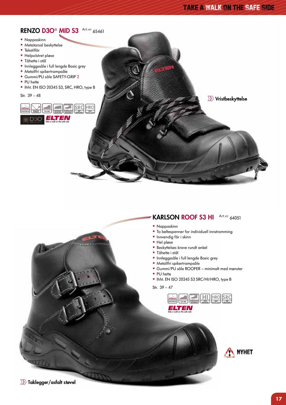 39 48 METATARSAL PROTECTION HRO RESISTANT OUTSOLE» Vristbeskyttelse KARLSON ROOF S3 HI Art.