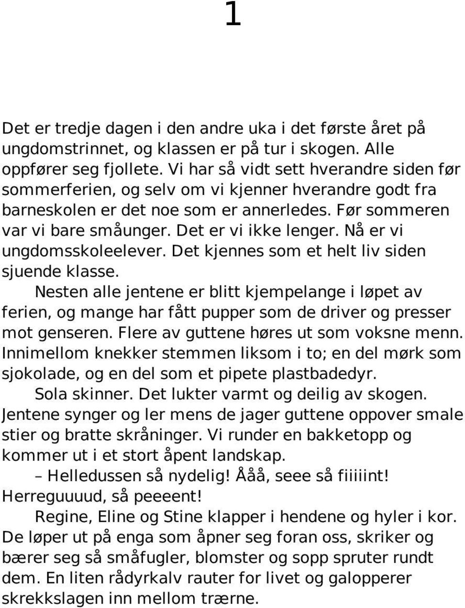 Nå er vi ungdomsskoleelever. Det kjennes som et helt liv siden sjuende klasse.