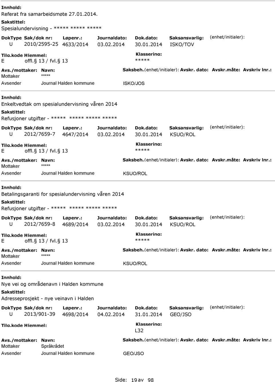 01.2014 KSO/ROL KSO/ROL Betalingsgaranti for spesialundervisning våren 2014 Refusjoner utgifter - 2012/7659-8 4689/2014 30.