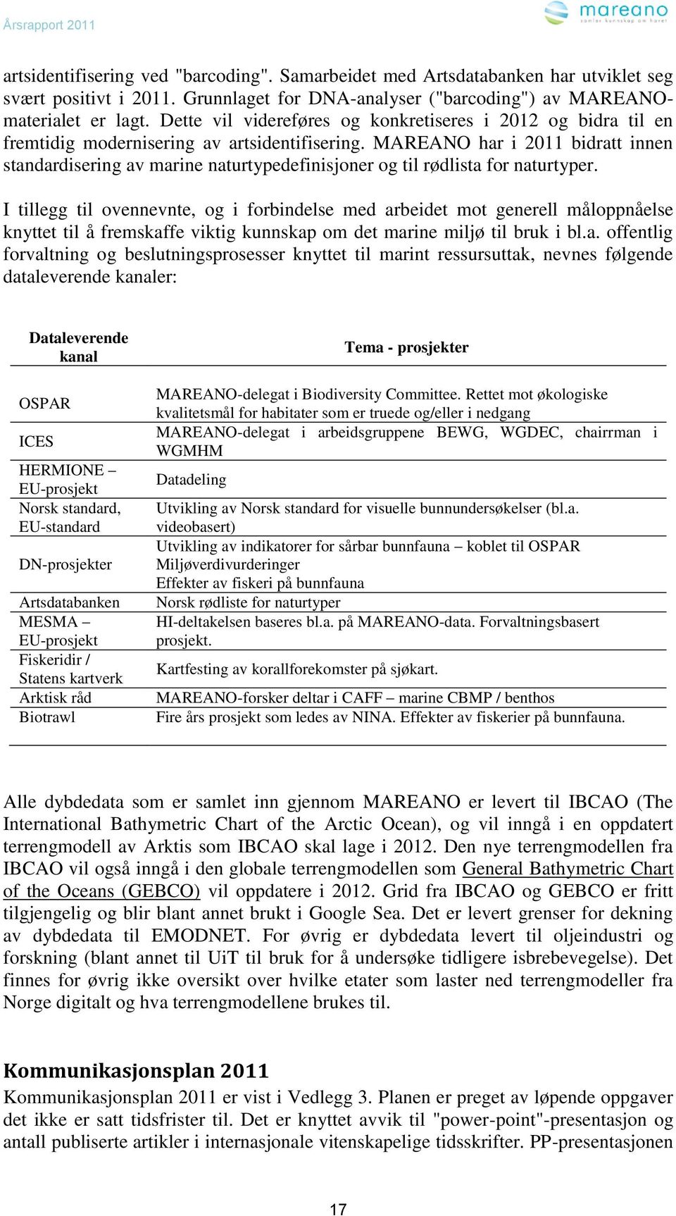 MAREANO har i 2011 bidratt innen standardisering av marine naturtypedefinisjoner og til rødlista for naturtyper.