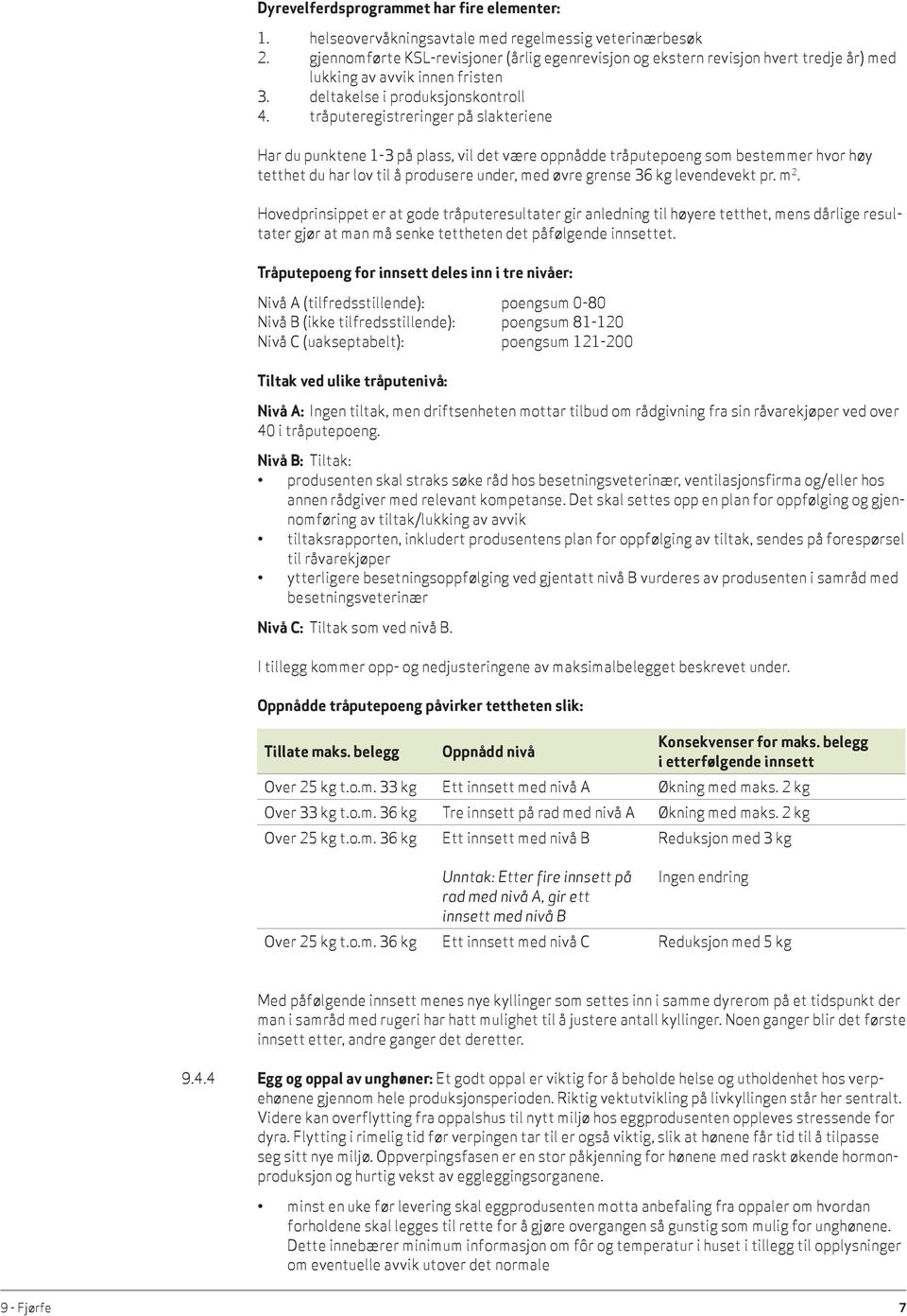 tråputeregistreringer på slakteriene Har du punktene 1-3 på plass, vil det være oppnådde tråputepoeng som bestemmer hvor høy tetthet du har lov til å produsere under, med øvre grense 36 kg