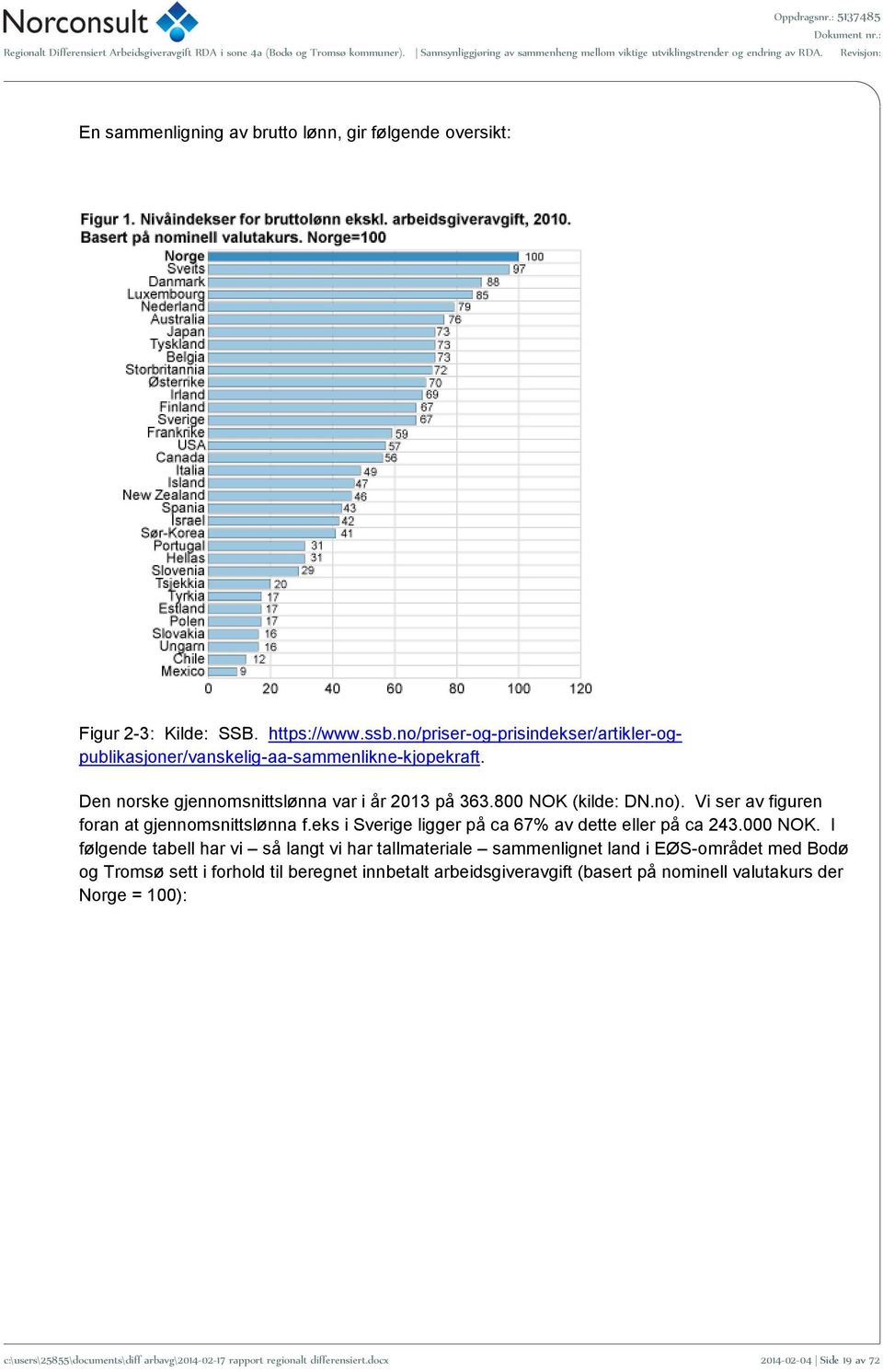 Vi ser av figuren foran at gjennomsnittslønna f.eks i Sverige ligger på ca 67% av dette eller på ca 243.000 NOK.