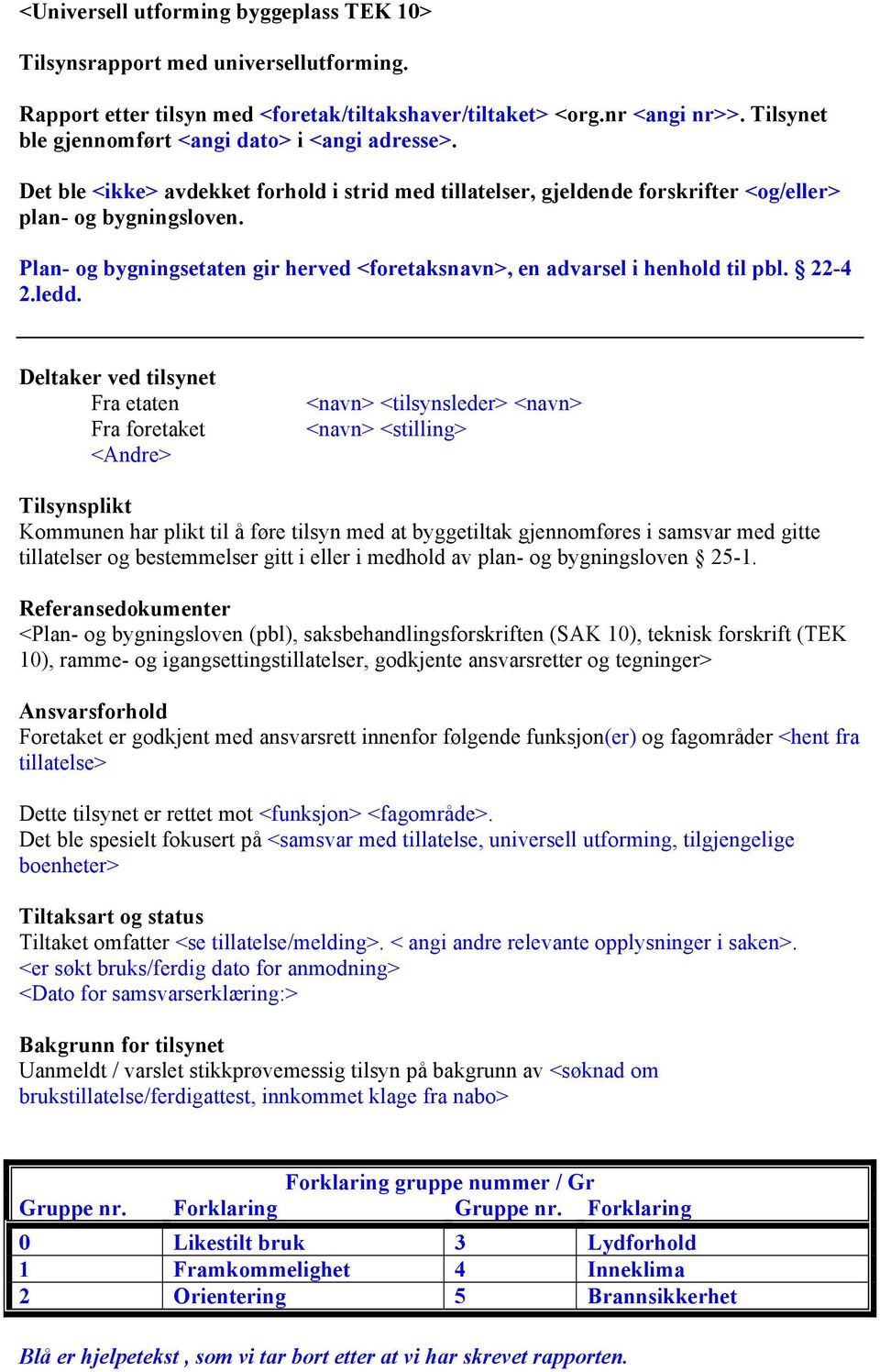 Plan- og bygningsetaten gir herved <foretaksnavn>, en advarsel i henhold til pbl. -4.ledd.