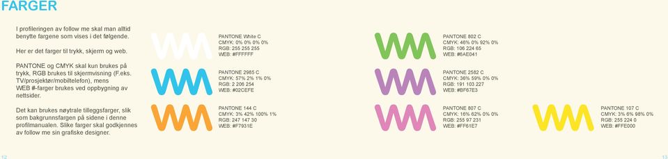 (F.eks. TV/prosjektør/mobiltelefon), mens WEB #-farger brukes ved oppbygning av nettsider.
