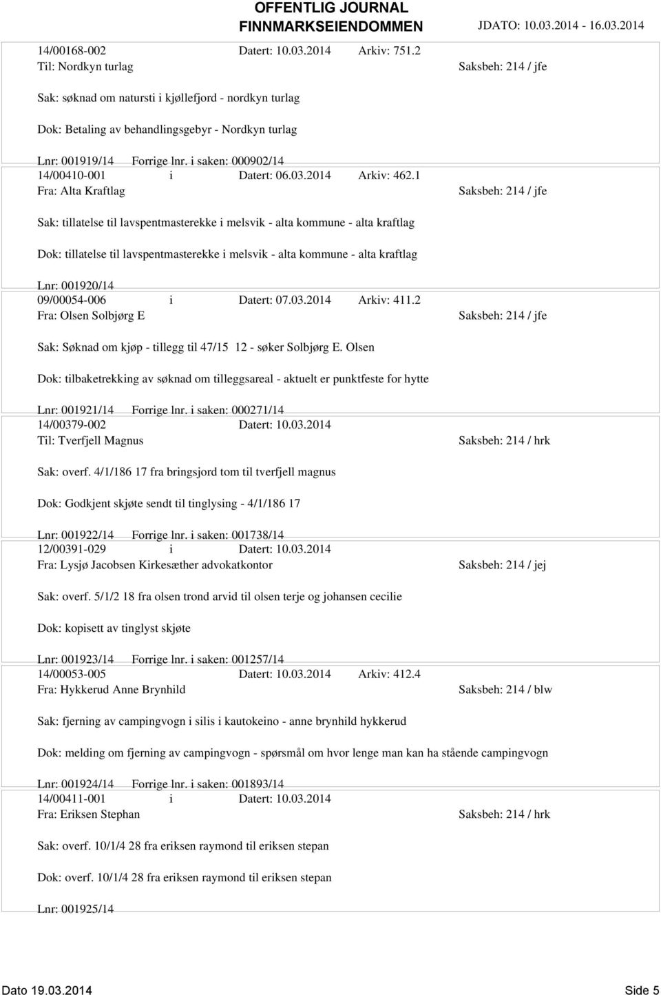 1 Fra: Alta Kraftlag Sak: tillatelse til lavspentmasterekke i melsvik - alta kommune - alta kraftlag Dok: tillatelse til lavspentmasterekke i melsvik - alta kommune - alta kraftlag Lnr: 001920/14