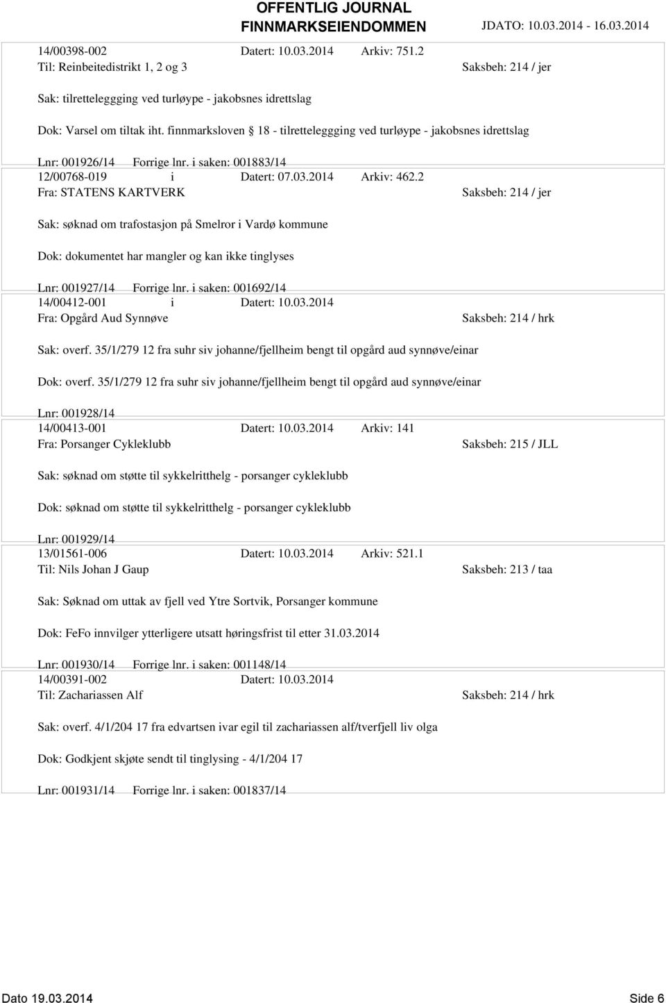 2 Fra: STATENS KARTVERK Sak: søknad om trafostasjon på Smelror i Vardø kommune Dok: dokumentet har mangler og kan ikke tinglyses Lnr: 001927/14 Forrige lnr.