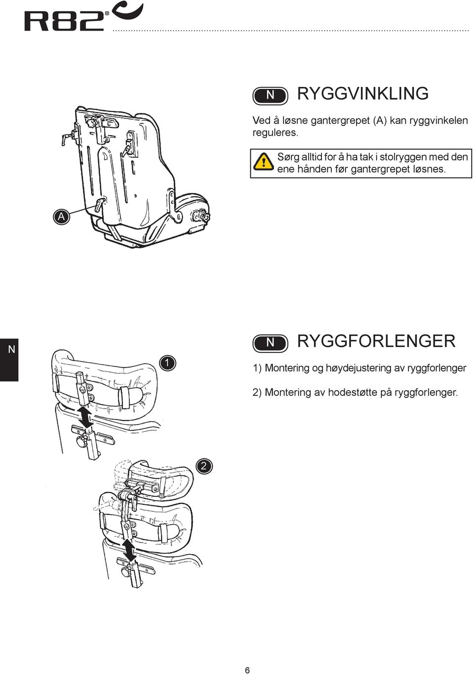 Sørg alltid for å ha tak i stolryggen med den ene hånden før