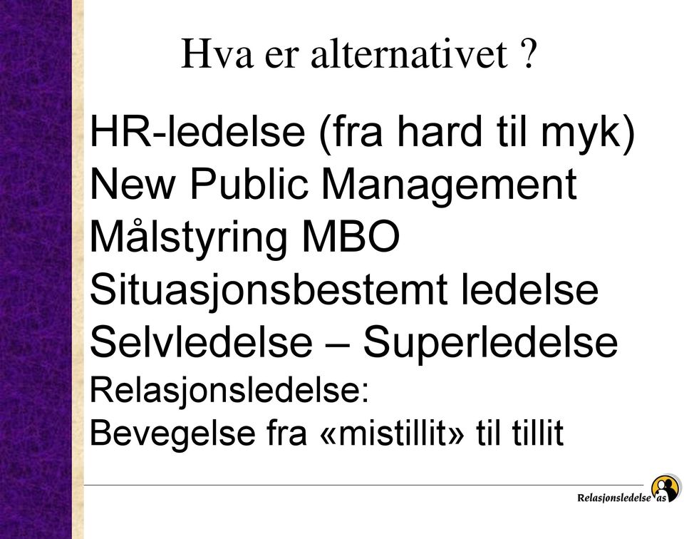 Management Målstyring MBO Situasjonsbestemt