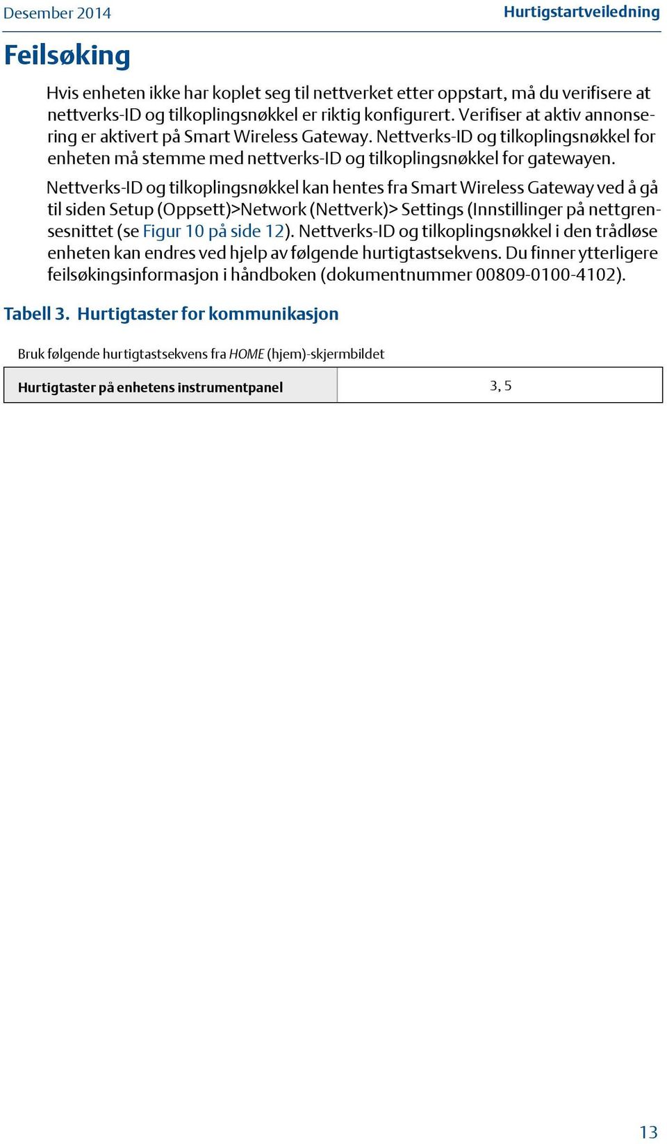 Nettverks-ID og tilkoplingsnøkkel kan hentes fra Smart Wireless Gateway ved å gå til siden Setup (Oppsett)>Network (Nettverk)> Settings (Innstillinger på nettgrensesnittet (se Figur 10 på side 12).