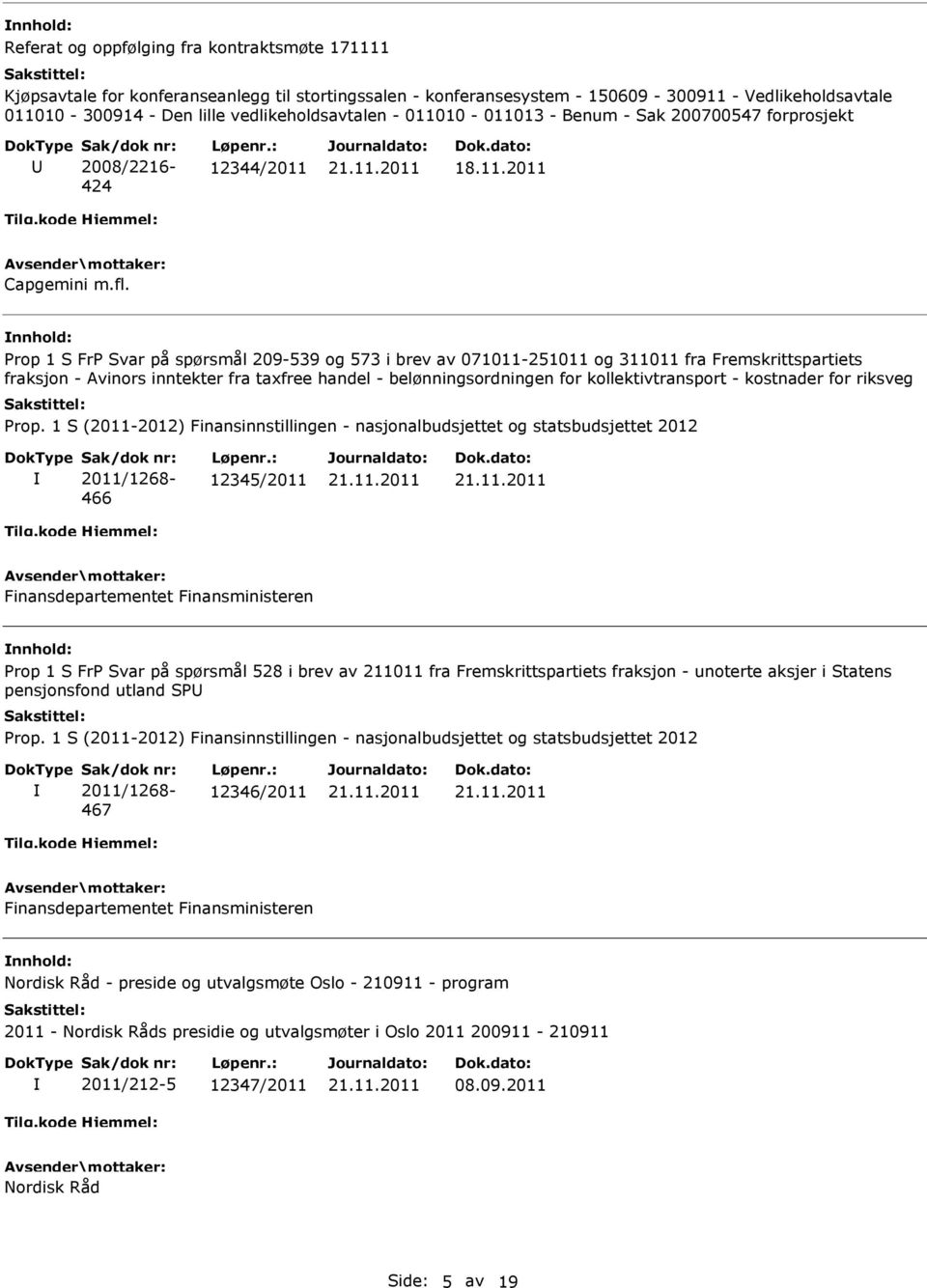 Prop 1 S FrP Svar på spørsmål 209-539 og 573 i brev av 071011-251011 og 311011 fra Fremskrittspartiets fraksjon - Avinors inntekter fra taxfree handel - belønningsordningen for kollektivtransport -