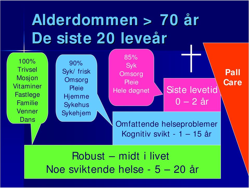 Syk Omsorg Pleie Hele døgnet Siste levetid 0 2 år Omfattende helseproblemer