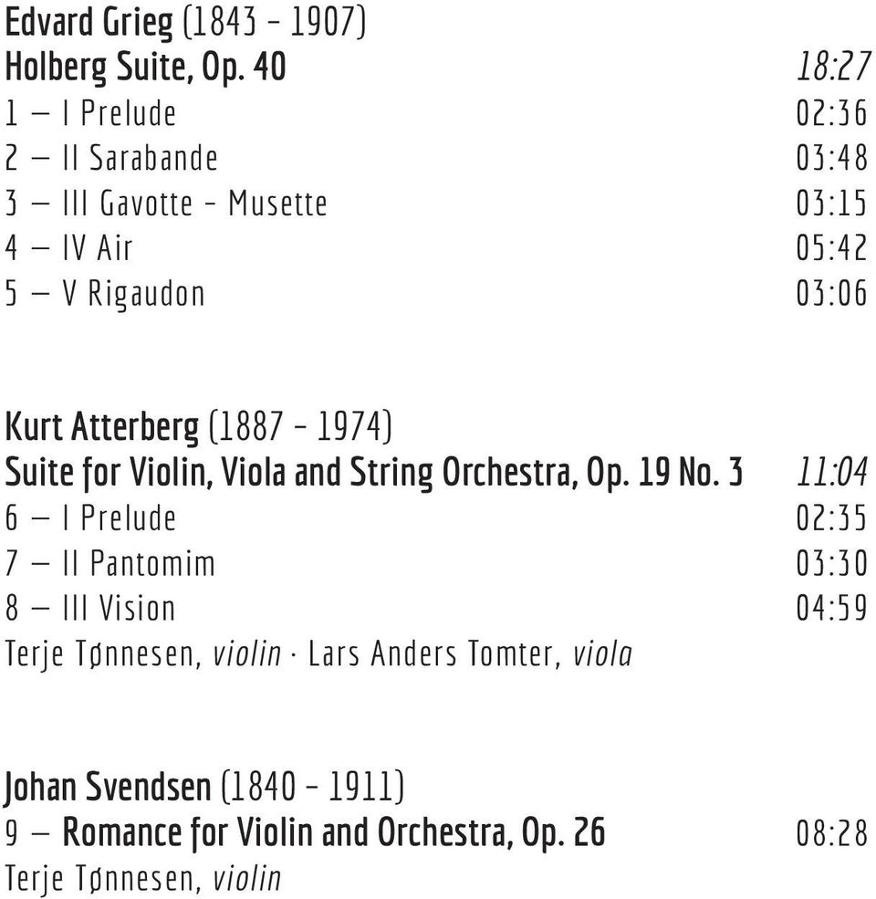 Kurt Atterberg (1887 1974) Suite for Violin, Viola and String Orchestra, Op. 19 No.