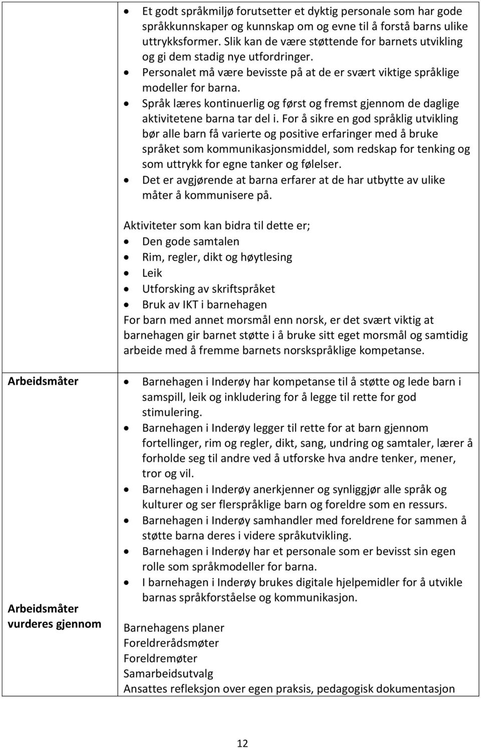 Språk læres kontinuerlig og først og fremst gjennom de daglige aktivitetene barna tar del i.