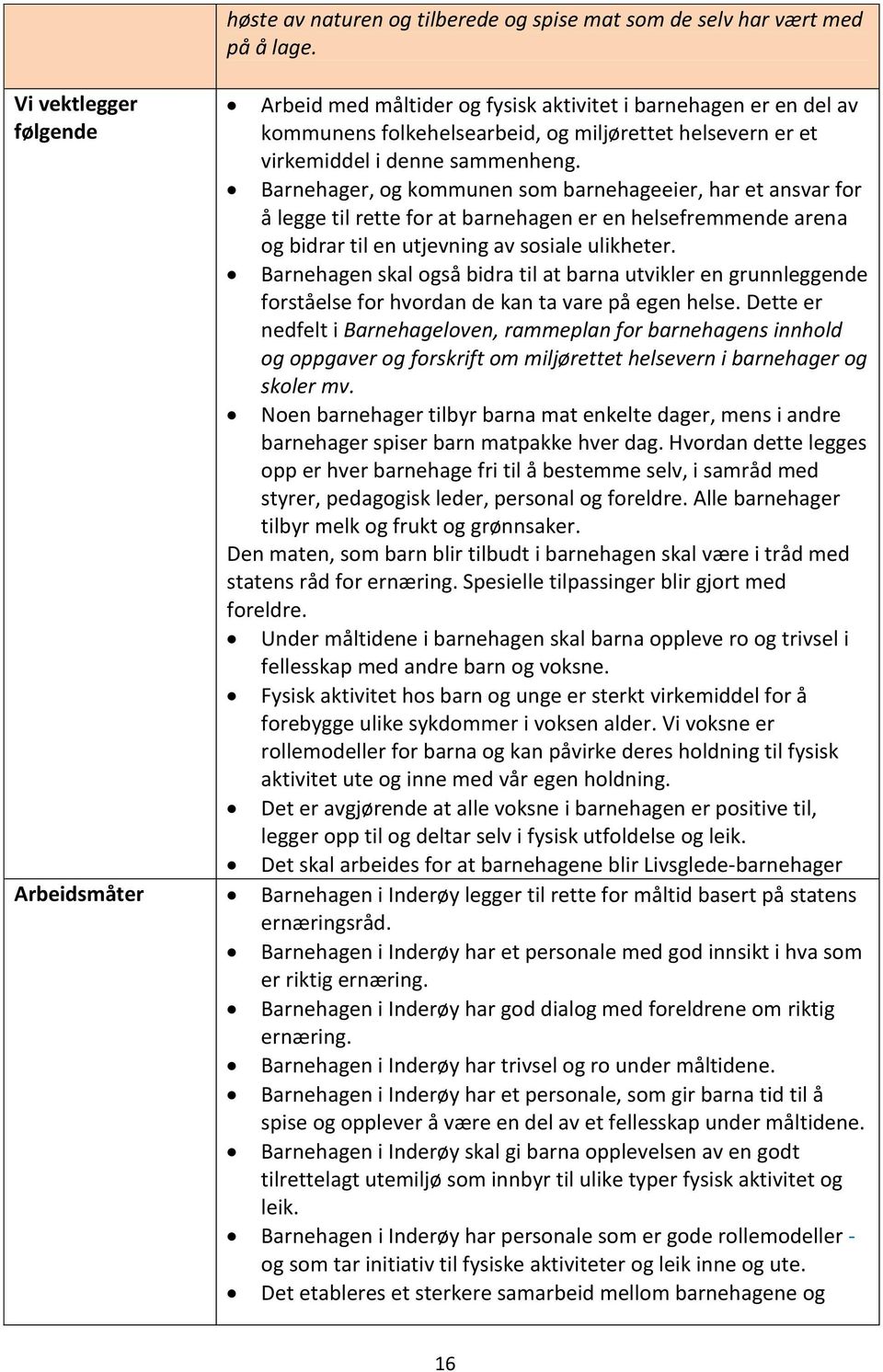 Barnehager, og kommunen som barnehageeier, har et ansvar for å legge til rette for at barnehagen er en helsefremmende arena og bidrar til en utjevning av sosiale ulikheter.