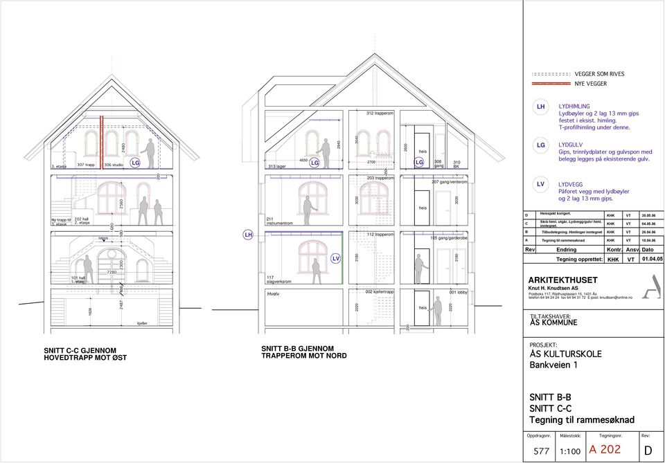 etasje repos 1680 980 2560 200 211 instrumentrom 3030 350 203 trapperom 112 trapperom 207 gang/venterom 3030 105 gang/garderobe D sjakt korigert. Skrå himl. utgår. Lydvegg/gulv/ himl. inntegnet. 30.05.06 04.