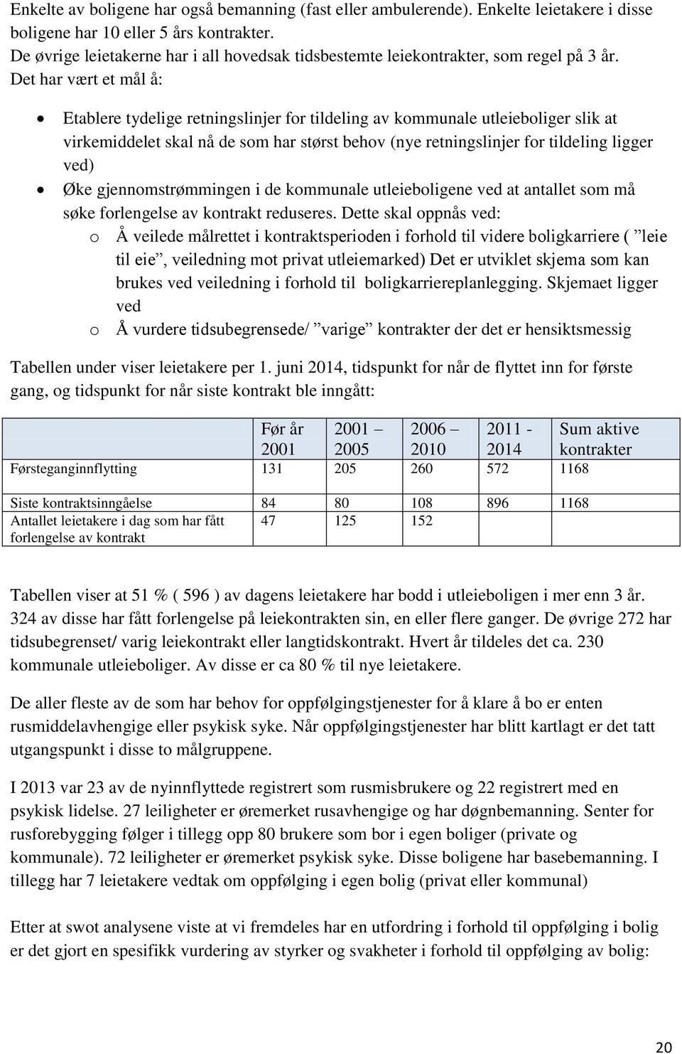 Det har vært et mål å: Etablere tydelige retningslinjer for tildeling av kommunale utleieboliger slik at virkemiddelet skal nå de som har størst behov (nye retningslinjer for tildeling ligger ved)