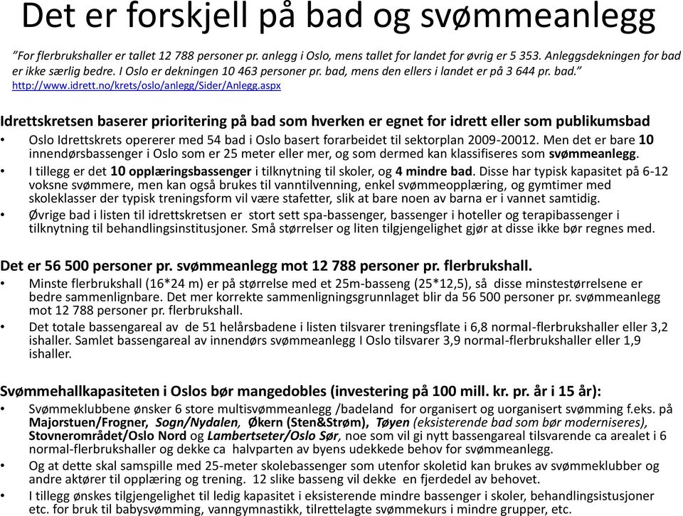 aspx Idrettskretsen baserer prioritering på bad som hverken er egnet for idrett eller som publikumsbad Oslo Idrettskrets opererer med 54 bad i Oslo basert forarbeidet til sektorplan 2009-20012.