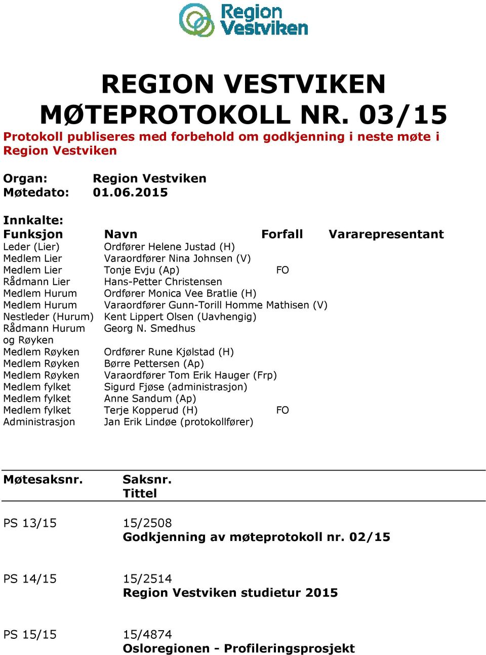 Christensen Medlem Hurum Ordfører Monica Vee Bratlie (H) Medlem Hurum Varaordfører Gunn-Torill Homme Mathisen (V) Nestleder (Hurum) Kent Lippert Olsen (Uavhengig) Rådmann Hurum Georg N.