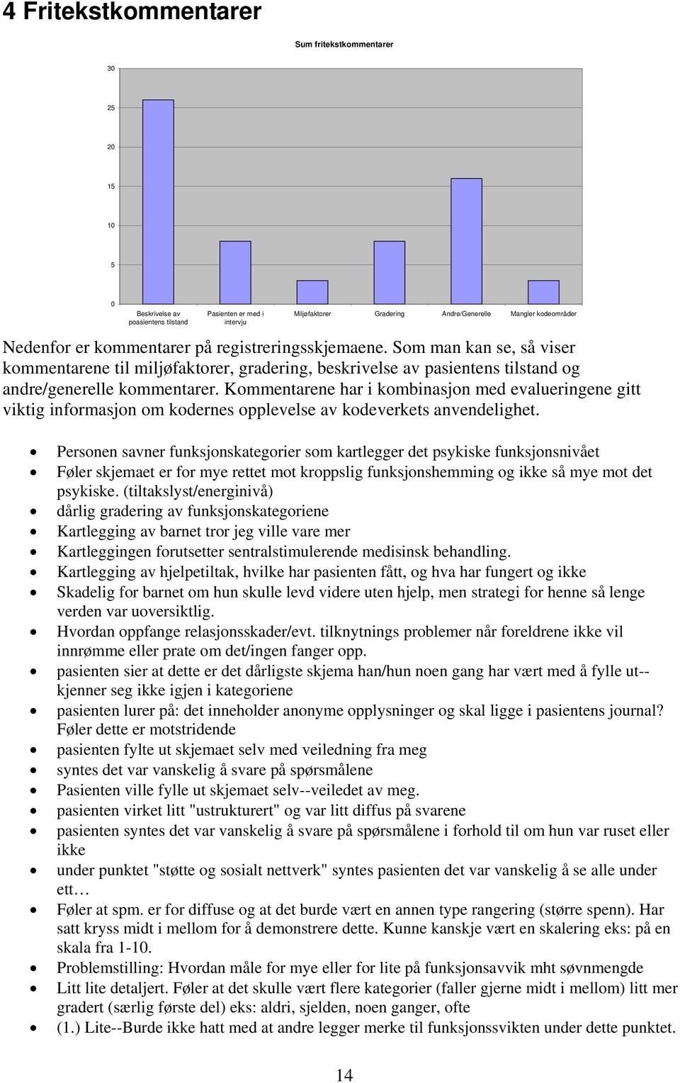 Kommentarene har i kombinasjon med evalueringene gitt viktig informasjon om kodernes opplevelse av kodeverkets anvendelighet.