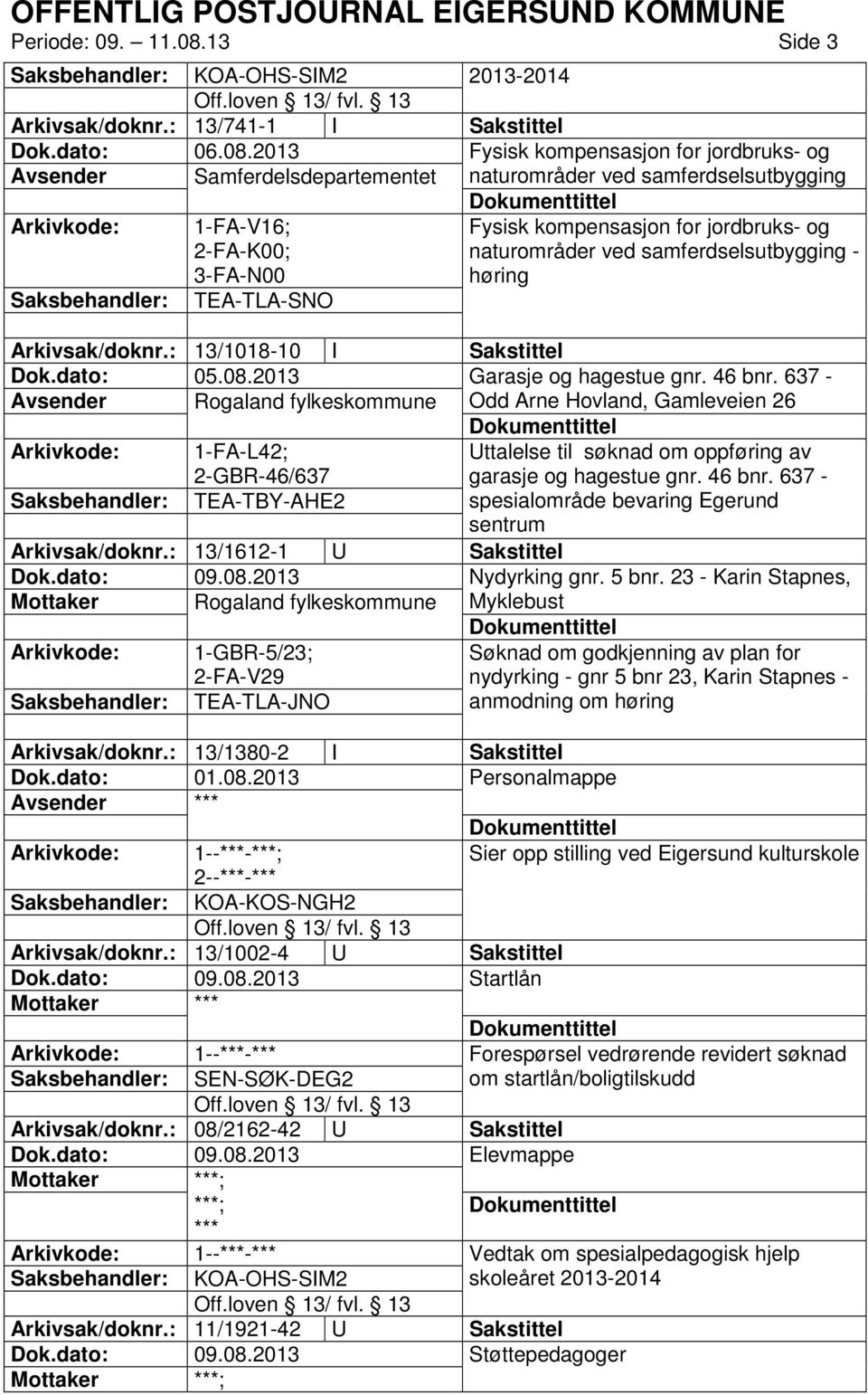 2013 Fysisk kompensasjon for jordbruks- og Avsender Samferdelsdepartementet naturområder ved samferdselsutbygging Arkivkode: 1-FA-V16; 2-FA-K00; 3-FA-N00 Fysisk kompensasjon for jordbruks- og