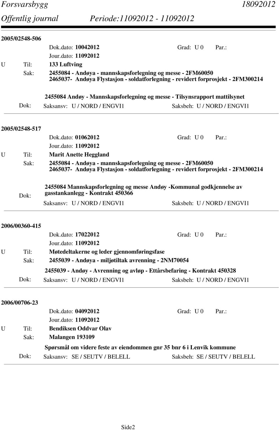 Mannskapsforlegning og messe - Tilsynsrapport mattilsynet Saksansv: U / NORD / ENGVI1 Saksbeh: U / NORD / ENGVI1 2005/02548-517 Dok.dato: 01062012 Grad: U 0 Par.