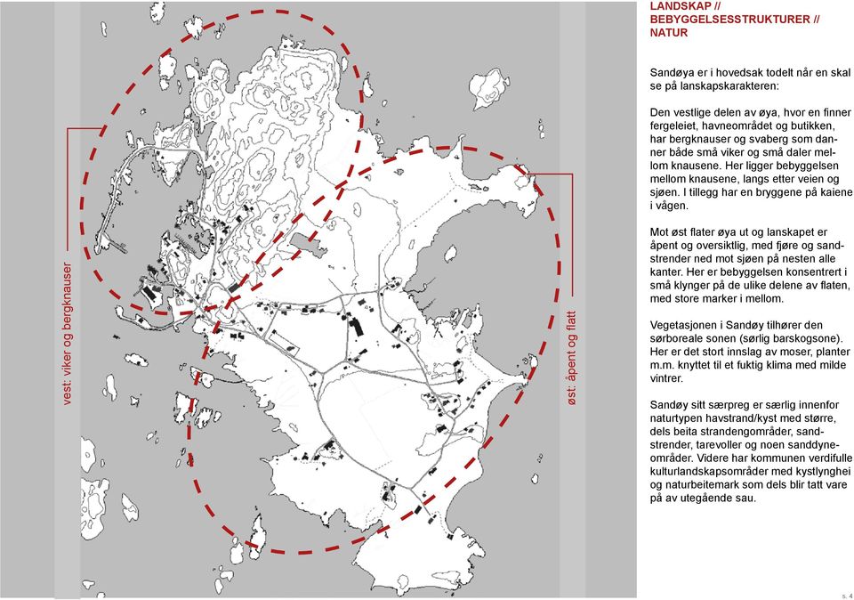 I tillegg har en bryggene på kaiene i vågen. Mot øst flater øya ut og lanskapet er åpent og oversiktlig, med fjøre og sandstrender ned mot sjøen på nesten alle kanter.