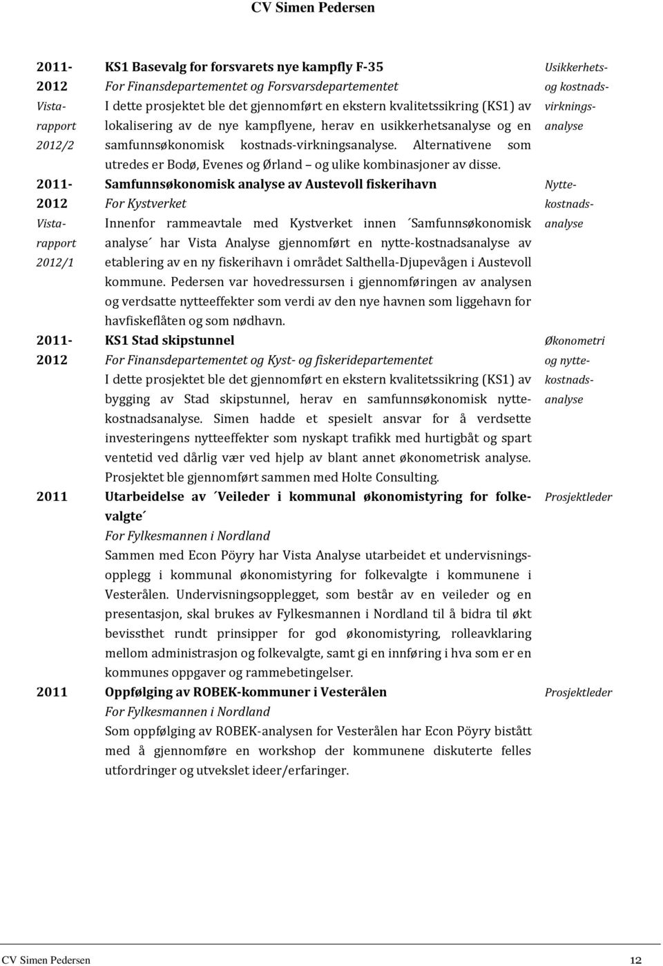 2011- Samfunnsøkonomisk analyse av Austevoll fiskerihavn 2012 For Kystverket Innenfor rammeavtale med Kystverket innen Samfunnsøkonomisk analyse har Vista Analyse gjennomført en nytte-kostnadsanalyse