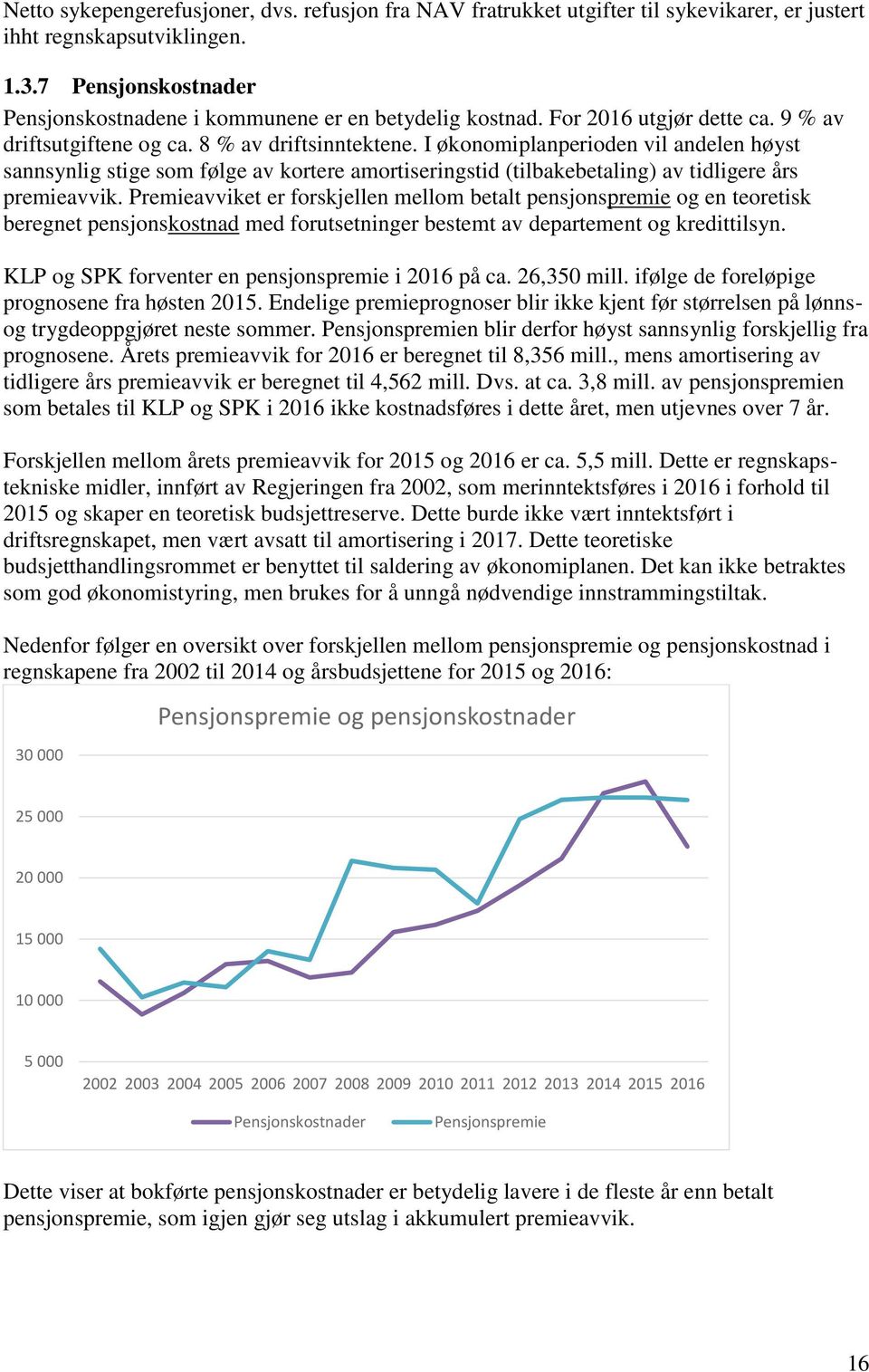 I økonomiplanperioden vil andelen høyst sannsynlig stige som følge av kortere amortiseringstid (tilbakebetaling) av tidligere års premieavvik.