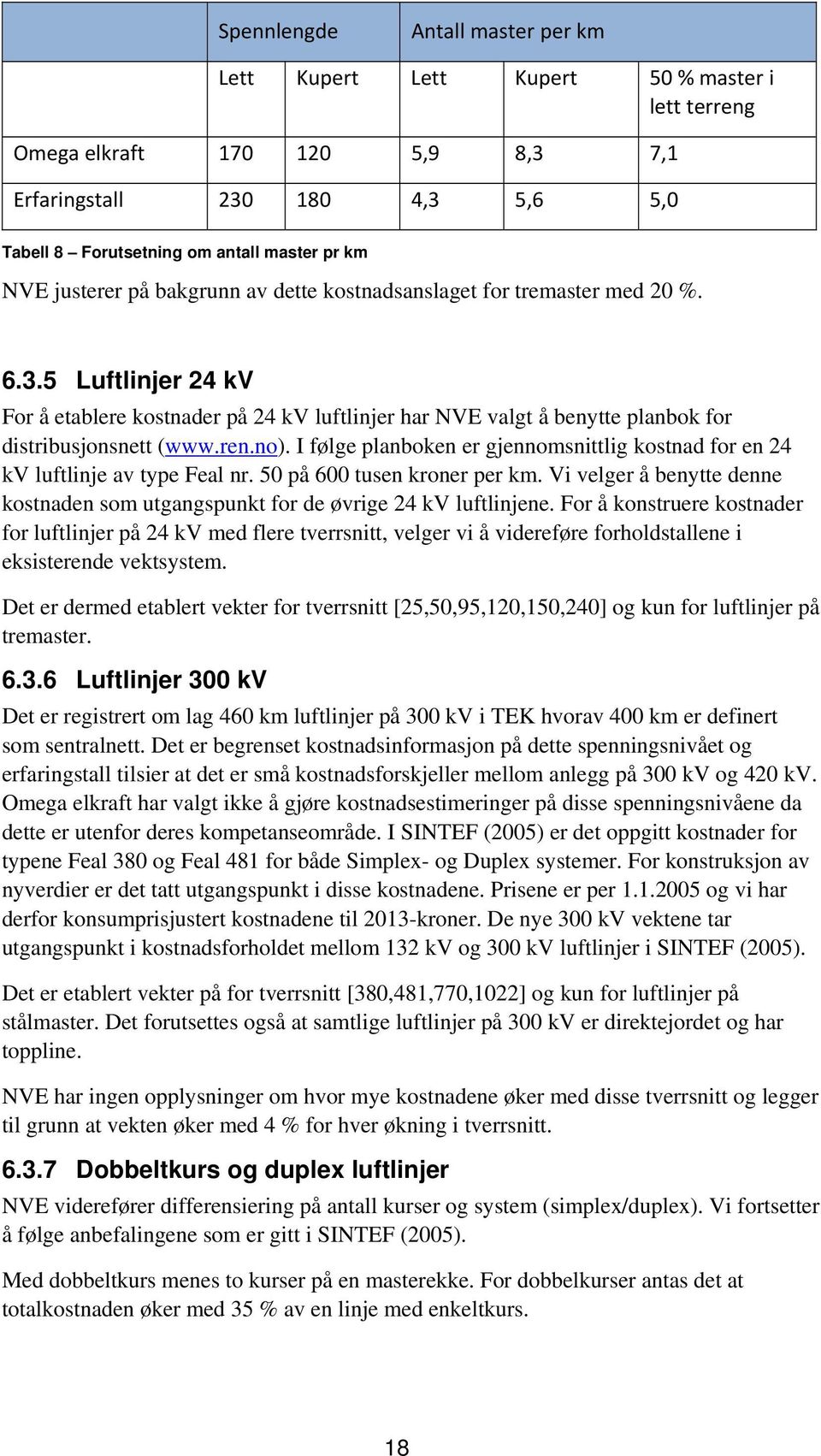 5 Luftlinjer 24 kv For å etablere kostnader på 24 kv luftlinjer har NVE valgt å benytte planbok for distribusjonsnett (www.ren.no).