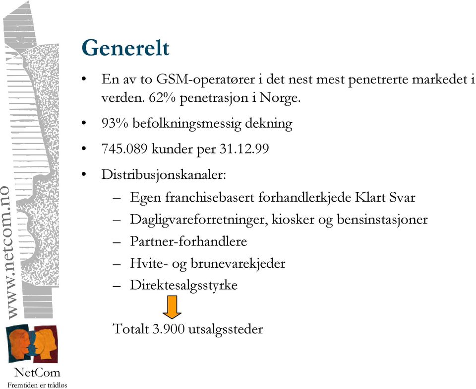 99 Distribusjonskanaler: Egen franchisebasert forhandlerkjede Klart Svar